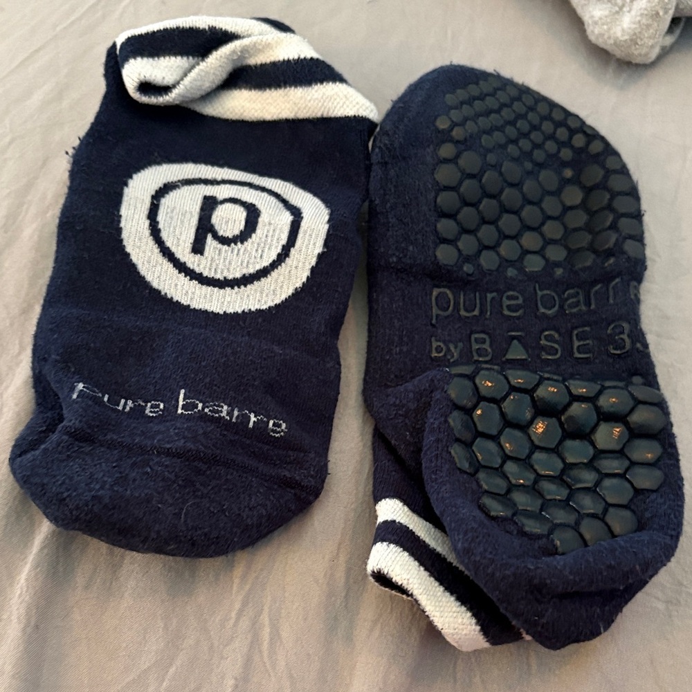 Pure Barre Dark Blue Athletic Grip Socks